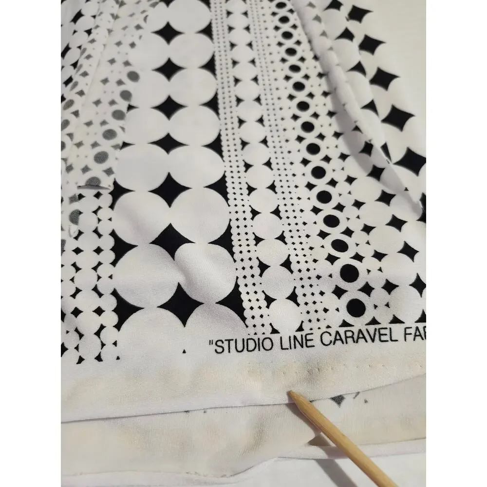 Studio Line Caravel Fabrics Samsung Polyester Stretch Circles B&W 1 1/2 yds